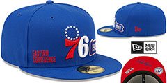 76ers TRIPLE THREAT IDENTITY Royal Fitted Hat by New Era - 2nd View