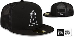 Angels BATTING PRACTICE TRUCKER Black-White Fitted Hat by New Era - 2nd View