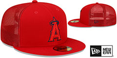 Angels BATTING PRACTICE TRUCKER Red Fitted Hat by New Era - 2nd View