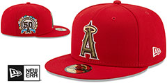 Angels BOTANICAL SIDE-PATCH Red Fitted Hat by New Era - 2nd View