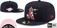 Angels LOGO BLOOM SIDE-PATCH Navy-Pink Fitted Hat by New Era - 2nd View