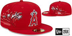 Angels TONAL WAVE Red Fitted Hat by New Era - 2nd View