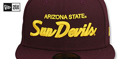 Arizona State NCAA TEAM-SCRIPT Maroon Fitted Hat by New Era - 2nd View