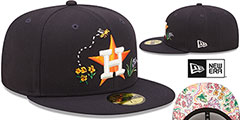 Astros FLORAL WATERCOLORS Navy Fitted Hat by New Era - 2nd View