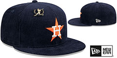 Astros LETTERMAN PIN CORDUROY Navy Fitted Hat by New Era - 2nd View