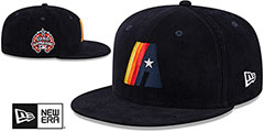 Astros OLD SCHOOL CORDUROY SIDE-PATCH Navy Fitted Hat by New Era - 2nd View