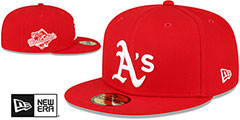 Athletics 1989 WS SIDE-PATCH UP Red-White Fitted Hat by New Era - 2nd View