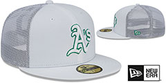 Athletics BATTING PRACTICE TRUCKER White Fitted Hat by New Era - 2nd View