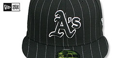 Athletics PINSTRIPE Black-White Fitted Hat by New Era - 2nd View