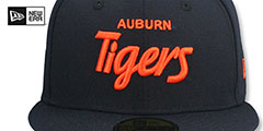 Auburn NCAA TEAM-SCRIPT Navy Fitted Hat by New Era - 2nd View