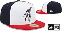 Bats MILB MARVEL DEFENDERS White-Navy-Red Fitted Hat by New Era - 2nd View