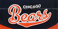 Bears BALLISTIC SCRIPT A-FRAME STRAPBACK Navy-Orange Hat by New Era - 2nd View