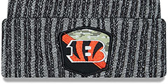 Bengals 2023 SALUTE-TO-SERVICE Black -Grey Knit Beanie Hat by New Era - 2nd View