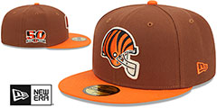 Bengals HARVEST SIDE-PATCH Brown-Orange Fitted Hat by New Era - 2nd View