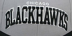 Blackhawks 2T XL-WORDMARK Grey-Black Fitted Hat by Mitchell and Ness - 2nd View