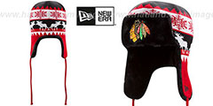 Blackhawks MOOSER TRAPPER Black-Red Knit Hat by New Era - 2nd View