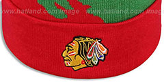 Blackhawks PAINTBRUSH BEANIE by Mitchell and Ness - 2nd View