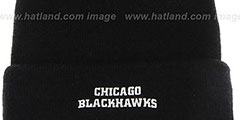 Blackhawks POMPOM CUFF Black Knit Beanie Hat by Twins 47 Brand - 2nd View