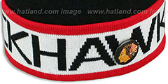 Blackhawks THE-BUTTON Knit Beanie Hat by Michell and Ness - 2nd View