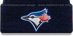 Blue Jays BEVEL Royal-Black Knit Beanie Hat by New Era - 2nd View