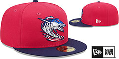 Blue Wahoos MILB MARVEL DEFENDERS Pink-Navy Fitted Hat by New Era - 2nd View