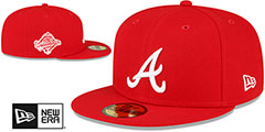 Braves 1995 WS SIDE-PATCH UP Red-White Fitted Hat by New Era - 2nd View