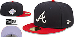 Braves 1995 WS POP-SWEAT Navy-Red-Lavender Fitted Hat by New Era - 2nd View