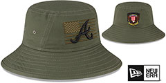 Braves 2023 ARMED FORCES STARS N STRIPES BUCKET Hat by New Era - 2nd View