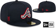 Braves 2024 ALTERNATE CLUBHOUSE Heather Navy Fitted Hat by New Era - 2nd View