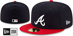 Braves BANDANA KELLY BOTTOM Navy-Red Fitted Hat by New Era - 2nd View