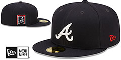 Braves BANNER SIDE-PATCH Navy Fitted Hat by New Era - 2nd View