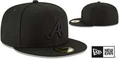 Braves BLACKOUT Fitted Hat by New Era - 2nd View