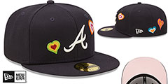 Braves CHAIN STITCH HEARTS Navy Fitted Hat by New Era - 2nd View