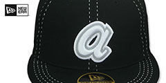 Braves COOPERSTOWN BLACK PURSE STITCH Fitted Hat by New Era - 2nd View