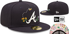 Braves FLORAL WATERCOLORS Navy Fitted Hat by New Era - 2nd View