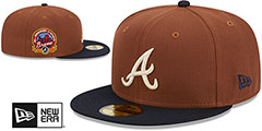 Braves HARVEST SIDE-PATCH Brown-Navy Fitted Hat by New Era - 2nd View