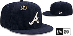 Braves LETTERMAN PIN CORDUROY Navy Fitted Hat by New Era - 2nd View