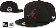 Braves METALLIC LOGO SIDE-PATCH Black Fitted Hat by New Era - 2nd View