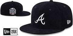 Braves OLD SCHOOL CORDUROY SIDE-PATCH Navy Fitted Hat by New Era - 2nd View