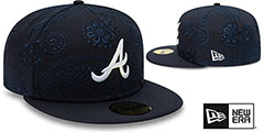 Braves SWIRL Navy Fitted Hat by New Era - 2nd View