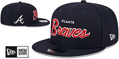 Braves TEAM-SCRIPT SNAPBACK Navy Hat by New Era - 2nd View