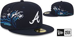 Braves TONAL WAVE Navy Fitted Hat by New Era - 2nd View