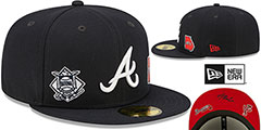 Braves TRIPLE THREAT IDENTITY Navy Fitted Hat by New Era - 2nd View