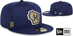 Brewers 2024 ONFIELD CLUBHOUSE Heather Navy Fitted Hat by New Era - 2nd View