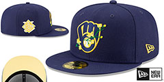 Brewers LOGO BLOOM SIDE-PATCH Navy-Yellow Fitted Hat by New Era - 2nd View