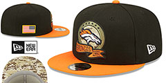 Broncos 2022 SALUTE-TO-SERVICE SNAPBACK Black-Orange Hat by New Era - 2nd View