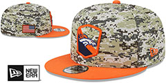 Broncos 2023 SALUTE-TO-SERVICE SNAPBACK Camo-Orange Hat by New Era - 2nd View