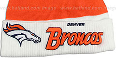 Broncos CUFF-SCRIPTER White-Orange-Navy Knit Beanie Hat by New Era - 2nd View