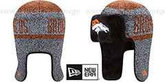 Broncos FROSTWORK TRAPPER Orange Knit Hat by New Era - 2nd View