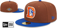 Broncos HARVEST SIDE-PATCH Brown-Royal Fitted Hat by New Era - 2nd View